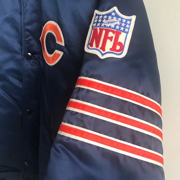 90s VTG STARTER CHICAGO BEARS Jacket Satin Snap M - Picture 4 of 13